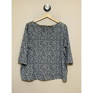 Jessica London Floral 3/4 Sleeve Boatneck Top NWOT